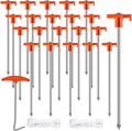23 Pack Tent Stakes Heavy Duty,10 Inch Non-Rust Metal Tent Pegs Camping Stakes,Ground Stakes Tent Spikes for Camping,Garden,Hiking,Grassland,with 1 Pcs Hooked Head & 2 Pcs 10FT Ropes
