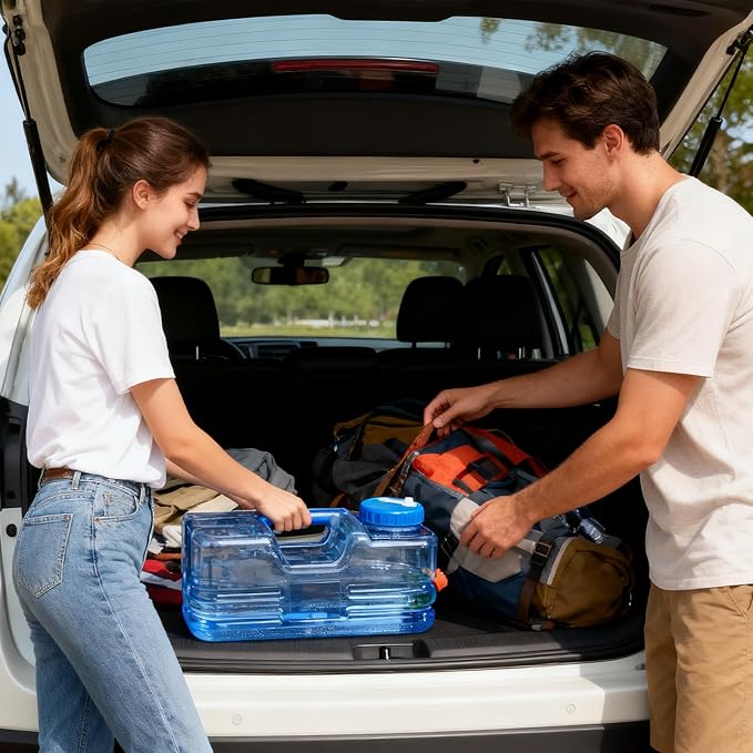 Dicunoy Camping Water Container, 2.6 Gallon Portable Water Jug with Spigot, Thick Water Dispenser Brick with Wide Filler Opening for Hiking, Picnic, Vehicle, Outdoor, Emergency, Hurricane Supplies