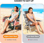 VINGLI Tall Beach Chair 2 Pack Lightweight, Backpack Beach Chair for Adults with 5-Position, Cooler Bag, Cup Holders, Towel Bar, Lightweight Folding Beach Camping Chairs