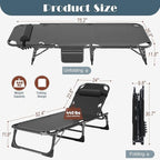 ABORON Patio Lounge Chair, Folding Guest Bed Cot for Adults, 500LB Heavy-Duty Capacity, Portable Extra Bed with Comfort Mat, Quick Fold Design for Indoor Guest Stays & Temporary Use