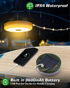 Anpro Solar Camping String Lights 4 in 1: 39.4Ft Ultra Long 150LEDs, 3600mAh Outdoor String Lights Solar Powered and USB Rechargeable Light with Remote Control, Portable Camping Light for Hiking