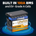 24V 140Ah LiFePO4 Battery, Built-in 100A BMS,3584Wh Lithium Battery,4000-15000 Deep Cycles & 10-Year Lifetime, Perfect for Marine, RV, Marine, Trolling Motor, Solar Off-Grid System