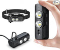 LED Rechargeable Mini Flashlights with Magnet 2PCS 1800L Headlamp Rechargeable with White & Red Light, 5 Lighting Modes Angle Adjustable Motion Sensor for Outdoor, Camping, Hiking, Working