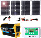 100W Monocrystalline Solar Panel Kit with Lightweight Inverter for RV, Camping, and Boat(Black,100W)