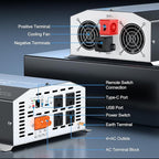 1500W Pure Sine Wave Inverter 12V DC to 110V/120V AC Converter, 3000W Peak, LCD Remote Control, 4 AC Outlets, USB & Type-C – for RV, Truck, Camping, Off-Grid Solar, Emergency Power