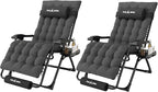Amopatio Oversized Zero Gravity Chair, 29in Reclining Camping Lounge Chair Upgraded Lock and Footrest, Folding Patio Recliner with Cup Holder, Removable Cushion & Headrest