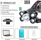 USB Rechargeable Headlamp 12000 Lumen Ultra Bright LED Work Headlight, 4 Modes Waterproof Head Lamp Best Headlamps for Adults, Camping, Outdoors & Hard Hat Work Zoomable Headlight (Sliver)