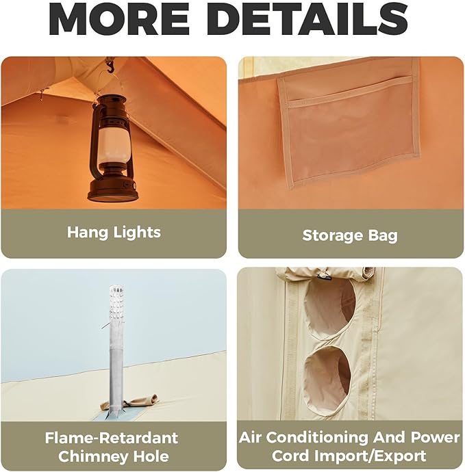 YOLENY Inflatable Tents for Camping, 6-12 Person Blow Up Tent with TPU Skylight, Canopy, Mesh Windows, Stove Jack & Pump, 4 Season Large Inflatable Tent, Waterproof & Windproof