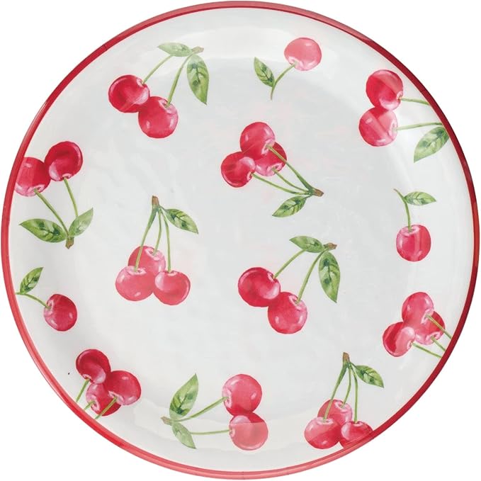 UPware 12 Piece Cherry Melamine Dinnerware Sets, Outdoor Dishes Set, Plates and Bowls Sets, Service for 4, Red