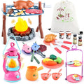 Kids Camping Toys Set 50 PCS with Campfire, BBQ Grill, Food Toy and Lantern Kids Camping Gear with Storage Bag for Pretend Play, Outdoor Indoor Learning, Christmas Birthday Gift for Toddlers Ages 3-5