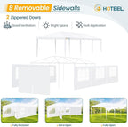 HOTEEL 10x30 Party Tent with 8 Removable Sidewalls for Parties, Weddings, BBQ, Baby Shower, Waterproof Outdoor Event Canopy, Patio Camping Gazebo, Carpas para Fiestas, White