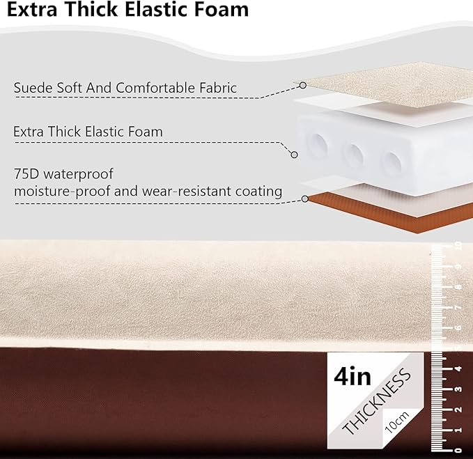 C·WILDYFIELD 4 INCH Thick Self Inflating Sleeping Pad with 9 R Value, Foam Camping Mattress, Ultra Thick Comfort Camping Mattress, Inflatable Foam Camping Pad, Portable Comfortable Sleeping Pad