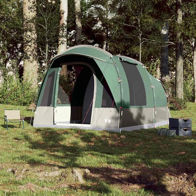 3-Person Green Waterproof Camping Tent with Tunnel Design, All-Season Outdoor Shelter for Backpacking and Hiking, Easy Setup Windproof Polyester Shelter with Mosquito