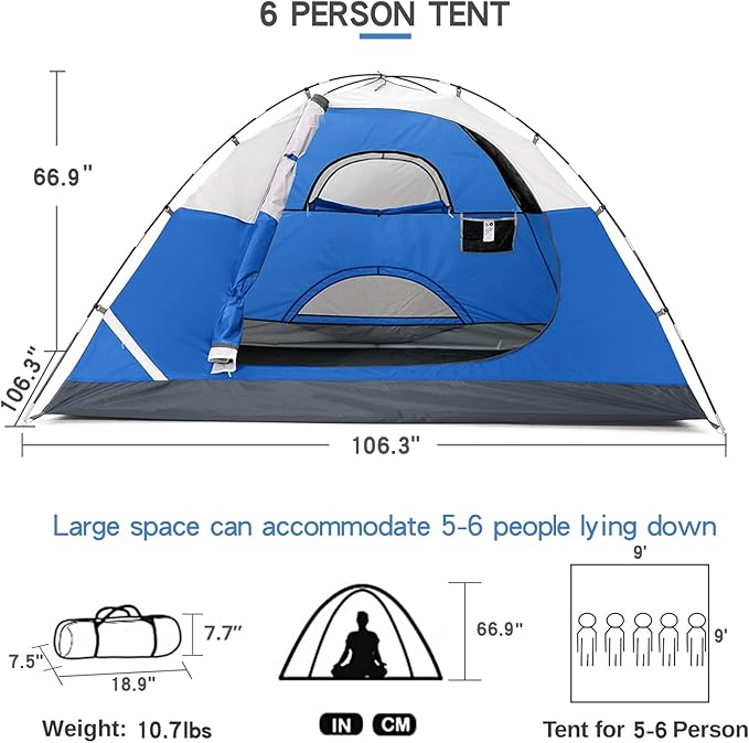 CAMEL CROWN 4/6 Person Tent Waterproof Lightweight Portable Backpacking Tent for Outdoor Camping Hiking