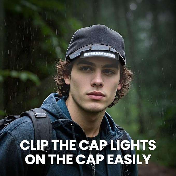 6 Pcs Hat Clip Light, 11 LED Cap Lights Clip on Hat, IPX5 Waterproof Hands-Free Flashlight for Running, Working, Biking, Camping(AAA Batteries not Included)
