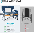 Portal 27" Oversized Director Camping Chair with Cooler, Heavy Duty Folding Chair for Adults Supports 500 LBs, Portable Outdoor Chairs for Outside Sports, Camping, Concert