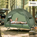 Camping Tent Cot, 4-in-1 Folding Tent Cot Combo with Mattress, Pillow, Sleeping Bag, Roller Carrying Bag, Off Ground Travel Camp Cot for Hiking, Backpacking, Picnic