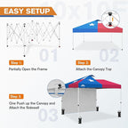 EAGLE PEAK Commercial Canopy 10x10 Pop Up Canopy Tent with 1 Sidewall, Easy Setup Heavy Duty Instant Event Shelter for Vendors & Markets, Outdoor Sun Shade, Tex Flag