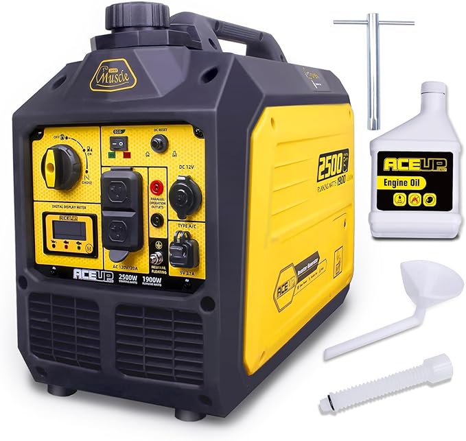 Aceup Energy 2500 Watt Gas Inverter Generator, Portable Generator Quiet for Home use, Camping, EPA Compliant
