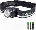 NEXTORCH eStar 1300 Lumens Headlamp Rechargeable, Running LED Headlight Extra Lightweight with Spot & Flood, Red Light, Waterproof Headband for Outdoor Camping Hiking Working, 3*AAA Batteries, Black