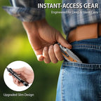 NedFoss DA169 Pocket Knife for Men Women, 4 in 1 Pocket Folding Tactical Knives, Survival Knife with Seat Belt Cutter, Glass Breaker, Bottle Opener Camping Knives, Cool Hunting knife for Men Knives, Mens Stocking Stuffers Fathers Day Gift for Dad (Grey)