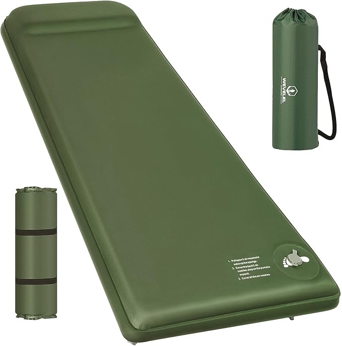 Memory Sleeping Pad, 3.1" Ultra-Thick Foam Sleeping Mats for Camping, Easy Inflate&Deflate,9.5 R-Value Insulated Camping Mattress Pad with Pillow, for Car Travel Tent
