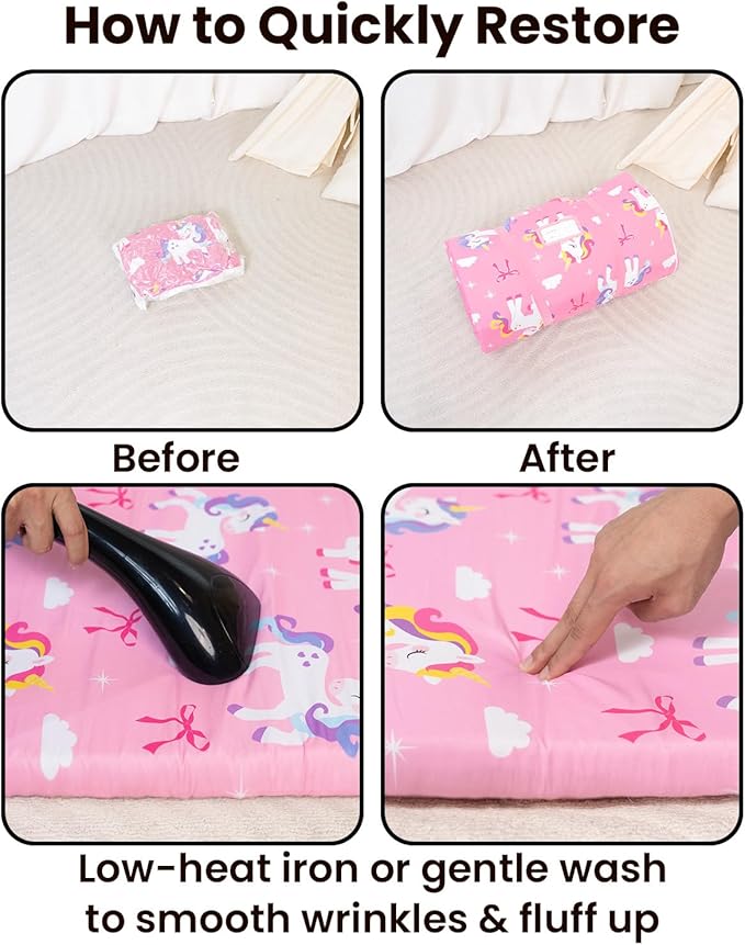 Primlect Toddler Thickened Foam Nap Mat with Pillow, Extra Large 55"x35", Soft, Supportive Sleeping Bag with Detachable, Washable Cover, for Sleepover, Home, Travel, Boys and Girls