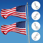 Upgraded Flag Pole Rope Clips Kit 100Ft,5/16” Flag Halyard Rope with Sturdy Swivel Snap Hooks,Heavy Duty Utility Rope for Pet Camping Tent Hardware Accessories Flagpole Line Replacement Set (100ft)