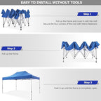 COBIZI 10x15 Pop up Canopy Heavy Duty with 4 Sidewalls, Easy Set-up Commercial Outdoor Party Canopy, 100% Waterproof Wedding Gazebo, 3 Height Adjustable with Handbag, Blue
