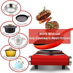 Techwood Double Hot Plates for Cooking, 1800W Electric Stove Infrared Ceramic Countertop Burner with Dual Adjustable Temperature & Glass Cooktop for Home/RV/Camp, Compatible for All Cookwares, Red