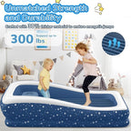 Inflatable Toddler Travel Bed: Portable & Safety - Blow Up Toddler Bed Travel with 4 Sides - Kids Air Mattress Ideal for Outdoor Camping - Easy to Inflate Deflate and Clean (67”, Blue)