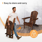 VINGLI Folding Adirondack Chair Set of 4, Wood Adirondack Chairs for Outdoor, Foldable Fire Pit Chairs for Patio, BBQ, Porch, Yard, Pool, Carbonized