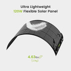 120W Flexible Solar Panel 24V Monocrystalline ETFE Solar Panel Charger 120 Watt for Off-Grid Marine RV Trailer Boat Cabin Van Car Uneven Surfaces