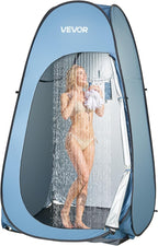 VEVOR Pop up Shower Tent, Instant Portable Privacy Tent Changing Room with Shower Bag, Ground Stakes, Ropes, Carry Bag, 190T Polyester with Silver Coating, Quick Setup, for Camping, Beach, Fishing