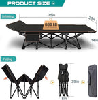 ABORON Heavy-Duty Folding Guest Bed for Adults, 500lb Capacity, Portable Extra Cot with 1201D Double Layer, Ideal for Indoor Guest Stays & Temporary Home Use