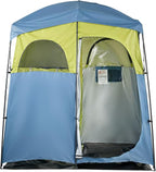 VEVOR Camping Shower Tent, 2-Room Portable Privacy Tent Changing Room with Shower Bag, Ground Stakes, Ropes, Carry Bag, and Support Poles, 150D Oxford Fabric with Silver Coating, for Camping, Fishing