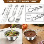 11Pcs Camping Cookware Set，Portable Camping Essentials with Accessories，Stainless Steel Lightweight Nonstick Pots、Pans、Bowls and Utensils for Backpacking RV Tailgating Cooking and Outdoor Cooking