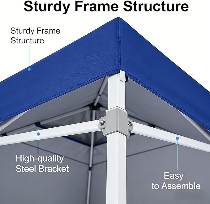 Anytee-10x10 Pop Up Canopy Tent, Easy Up Waterproof Outdoor Canopy with Wheeled Bag, Sun Shade for Patio, Backyard, Parties, Camping-Navy Blue Ventilated