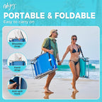 #WEJOY Folding Lounge Chair with Canopy Shade, Portable Adjustable 5-Position Patio Chaise Lounger with Pillow & Storage Pocket for Lay Flat Outdoor Lawn Backyard Beach Camping Pool Tanning (Blue)