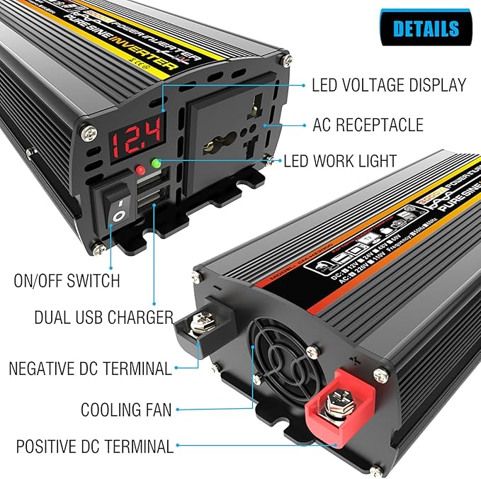 50W Portable Solar Panel Kit with 3000W Inverter, USB Port & 50A Controller - Ideal for Camping, Picnic, and Emergency Power Supply (DC12V-AC110V/220V)