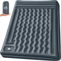 Double Sleeping Pad Camping, Self Inflating 6'' Extra-Thick 2 Person Pillow Built-in Foot Pump Waterproof Inflatable Sleeping Mat Backpacking, Tent, Hiking, Portable Camping Pad (Grey)
