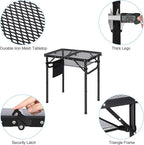 RedSwing Folding Grill Table, Lightweight Height Adjustable Aluminum Table with Mesh Desktop and Mesh Bag for Outdoor Camping Picnic BBQ, Small 2 Feet, Black