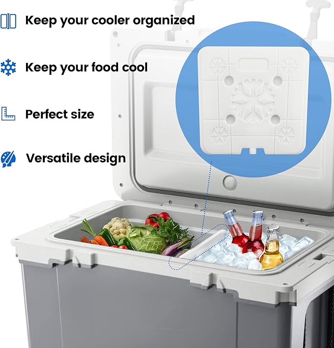 52 QT Ice Pack Cooler Divider, Compatible with RTIC 52QT Ultra Light Cooler, Freezable Cooler Divider, Cooler Accessories
