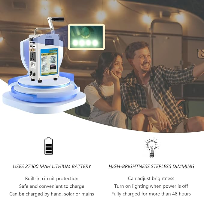 SHAHRYAR Survival Hand Crank Generator with Vehicle,with USB Interface Outdoor Multifunction Manual Crank Generator,Ignition System,High Power Output,Emergency Power Supply,Family Camping