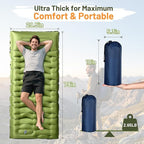 KASBAH Camping Sleeping Pad,Extra Wide 6 inch Thick Inflatable Sleeping Pads with Built-in Foot Pump and Pillow,Ultralight Camping Mat Gear for Outdoor Hiking,Camping