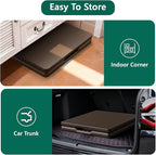 Folding Table, 4FT Foldable Picnic Table with Carrying Handle, Heavy Duty Fold-in-Half Portable Table for Weddings, Camping, RV Travel, Parties, BBQs, and Indoor Use, Easy to Fold and Store,Brown