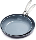 GreenPan Valencia Pro Ceramic Nonstick 10” & 12” Frying Pan Skillet Set, Hard Anodized PFAS-Free Cookware, Induction Ready, All Cooktops, Eggs & Omelets, Dishwasher & Oven Safe to 600F, Gray