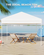 10x10FT Pop Up Canopy, Outdoor Canopy Tent with SandBag & Carry Bag for Commercial Events, Camping, Backyard Parties, White