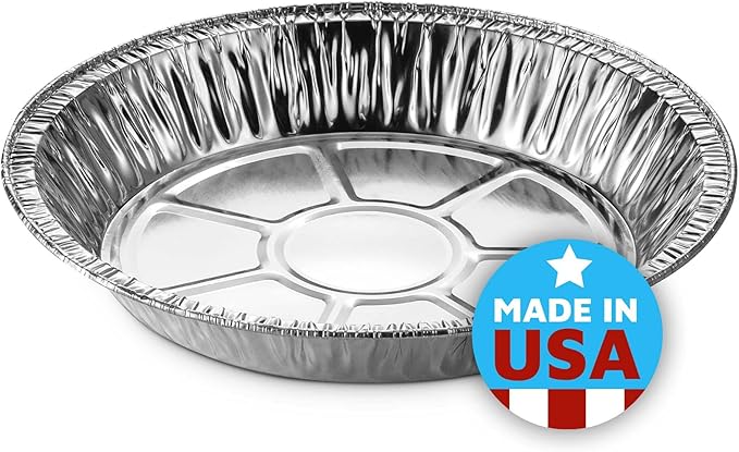 MontoPack Disposable Aluminum Foil Pie/Tart Pan | Round Cake Pan for Baking Personal Mini Pies, Homemade Cakes & Quiche | 9 Inch Pie/Tart Pans - 100 Pack