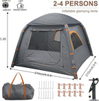 Inflatable Tents for Camping,2/4 Person Easy Setup Blow Up Tents for 4 Seasons Waterproof InflatableTent for Camping, Air Glamping Tents for Camping Adult